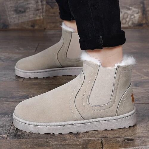 Classic Men Boots 2021 Fashion Non-slip Snow Boots Casual Lightweight Winter Shoes Man Couples Ankle Boots Slip-On