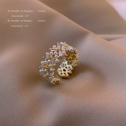 Classic Zircon Pearl Geometric Heart-Shaped Gold Rings For Woman 2021 New Gothic Fashion Jewelry Girls Finger Sexy Set Ring