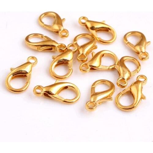 Kwoi vita Wholesale price Shinny gold 16x8mm 500pcs Lobster Clasp for Chunky Necklace Jewelry Findings