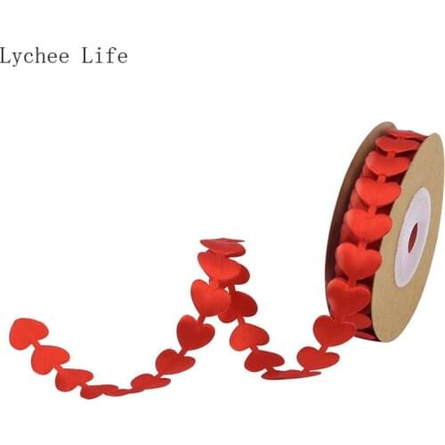 Lychee Life 5M Embossed Love Ribbon Diy Peach Heart Wedding Decoration Lover Gift Wrapped Handwork Bouquet Packing