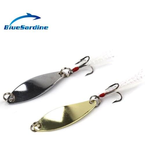 BlueSardine 10PCS Metal Spoon Bait Fishing Lures Artificial Hard Fishing Tackle Silver Golden 5.8G 6CM