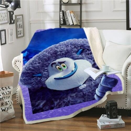 Cartoon Smallfoot Migo& Kolka 3D Printed Plush Blanket Throw for Sofa Bed Cover Single Twin Bedding Kids Boy Girls Gift