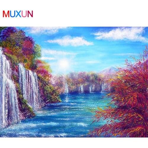 Muxun Diy New Diamond Embroidery Landscapes 2020 Hobbies And Crafts 5D Diamond Painting Waterfall Full Drill Round/Square X0162