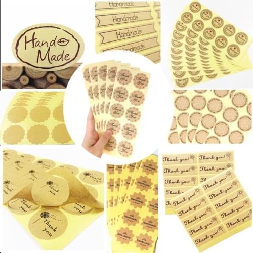 100pcs/lot Cake Box Sealing Label Various Shapes Handmade Diary Stickers Office Supplies For Gifts Girls Lable Stickers