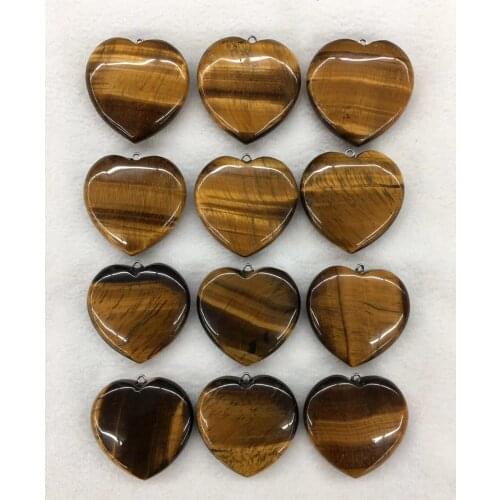 Wholesale 5pcs/pack Natural Golden Tiger Eye Bead Pendant,40mm Hearts Gem Stone Pendants Stone Jewelry
