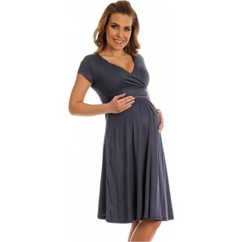Maternity Dress For Photo Shooting V Neck Colorful Dress Maternty Photography Props Short Sleeve Stretch Cotton Pregnant Dress