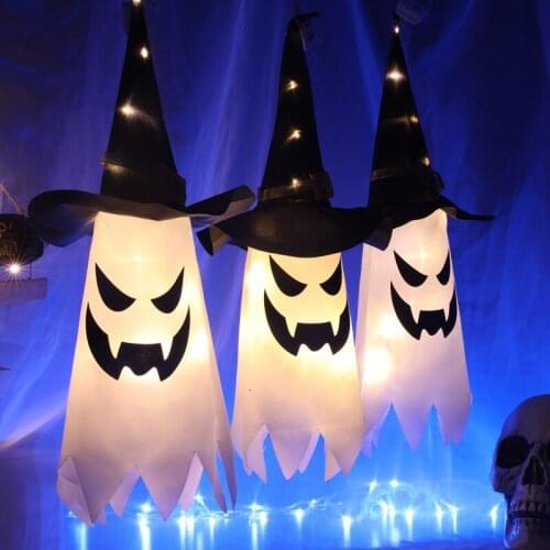 Halloween LED Lanterns Wizard Hat Hanging Lamp Ghost Face Ghost Lamp String Ghost Festival Horror Atmosphere Home Decoration