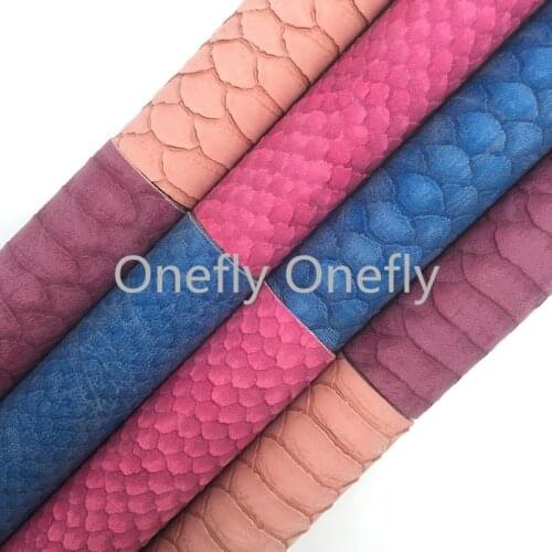 Onefly Vintage Python Snake Embossed Synthetic Vinyl Leather Fabric Sheets for Bows Bags Shoes DIY 21X29CM FZ047A
