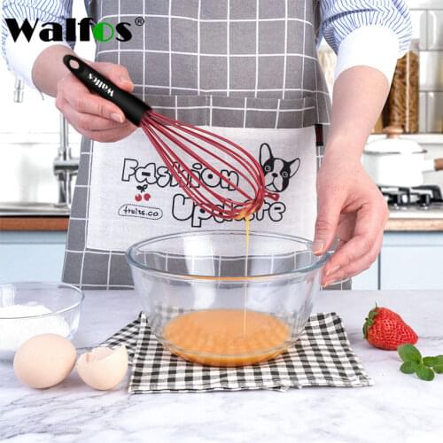 Walfos Silicone Whisk Stainless Steel Wire Whisk Heat Resistant Kitchen Whisks for Non-Stick Cookware Balloon Egg