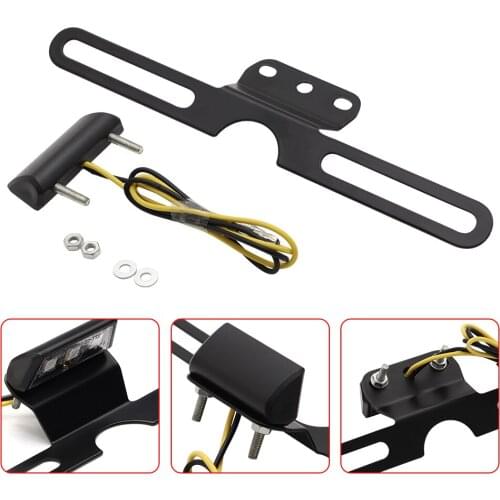 Motorcycle 12V LED Taillight Rear Bracke Stop Light with License Plate Lamp Bracket Dual Sport Scooter Offroad Cafe Racer