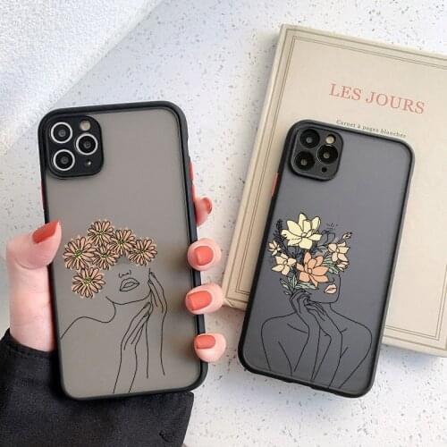 Funny Art Sketch Protection Phone Case For iPhone 12 Pro Max X XS XR 11 Pro Max 7 8 Plus Simple Matte Hard PC Shockproof Cover