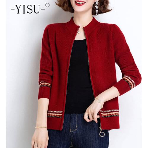 YISU Women Spring Sweater Cardigan Half turtleneck Long sleeve Spring tops Female Casual Thin section zipper Knitted Cardigan