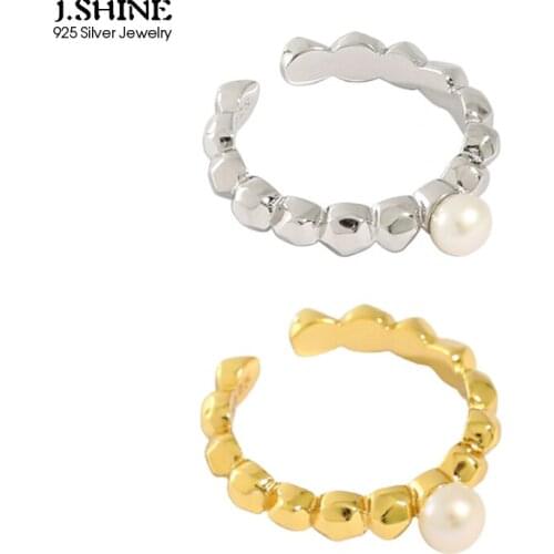JShine Korean Fashion Design Real 925 Sterling Silver Ring Elegant Irregular Round Beads Freshwater Pearl Finger Ring Silver 925
