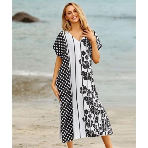 New Irregular Floral Print Loose Beach Dress Bikini Cover Up Saida De Praia Swimsuit Women Pareo Sarong Beachwear