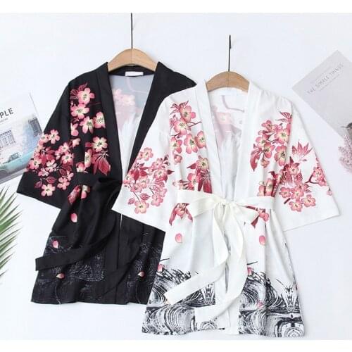 Japan Kimono Mujer Party Dresses 2021 New Summer Beach Sunscreen Clothing Retro Printed Jacket Loose Casual Womens White Top