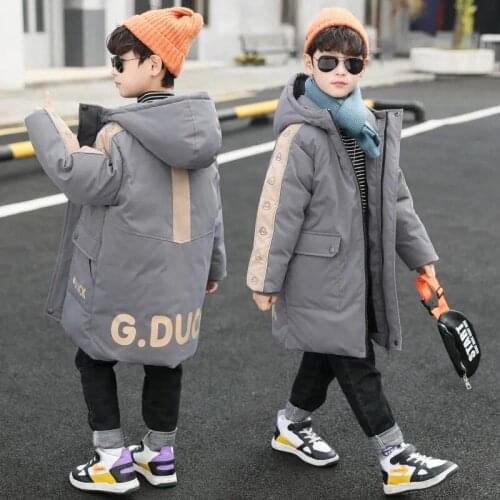 2021 Winter Children Outwear Long Over-Knee Coat For Boys Waterproof Windproof Outdoor Thicken Hooded Parka Jacket For Kids
