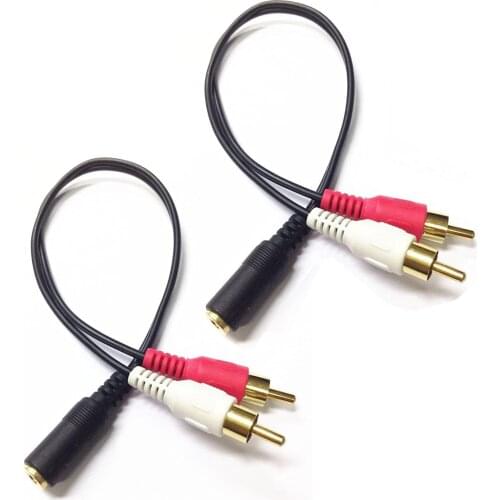 0.2m Gold 3.5mm Female Stereo Jack to 2 RCA Plug AUX Auxiliary Headphone Adapter Audio Y Cable(Black)