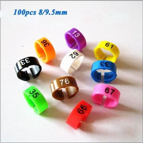 100Pcs Inner 8/9.5mm Poultry Leg Band Bird Pigeon Parrot Chicks Rings 001-100 Numbered Rings