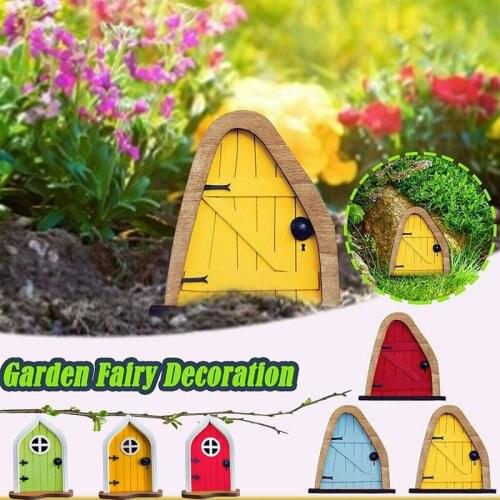 1x 3D Fairy Tale Garden Door Decoration Wooden Miniature Fairy Tale Elf Door Craft Decoration Outdoor Garden Decoration DIY Gift