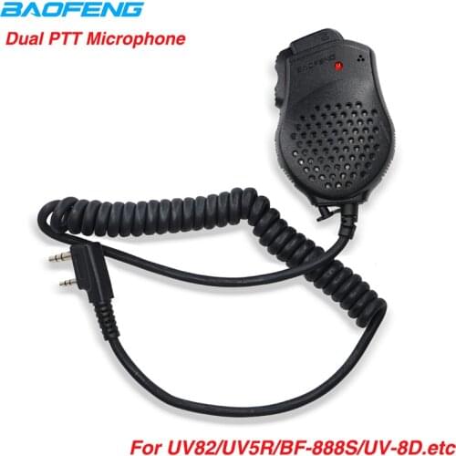 2PCS Original Baofeng UV 82 Dual PTT Speaker Mic Microphone For Walkie Talkie UV82 UV-H9 BF-888S UV-5R pro Radio Accessories