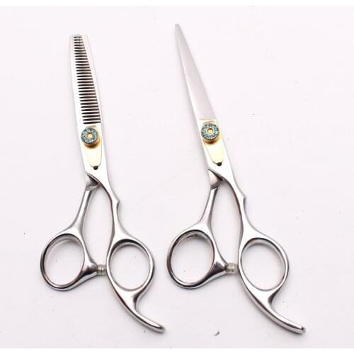 2Pcs 6" 17.5cm Stainless Customized Logo Hairdressing Scissors C1025 Cutting Shears Thinning Scissors Professional Hair Scissors