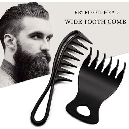 2Pcs Retro Oil Head Wide Tooth Comb Beard Comb Large Teeth Tangled Curling Comb