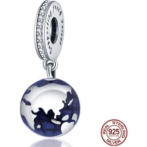 2020New 925Sterling Silver Blue Planet Pendant Bead Fit Original 3mm Bracelet&Bangle For Women Birthday Fashion Jewelry Gift