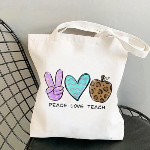 2021 Teacher Supplies Rainbow First Grade Printed Tote Bag women Harajuku shopper handbag Shoulder shopping Lady gift Canvas Bag
