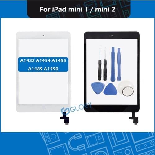 10pcs/Lot A1432 A1454 A1455 A1490 A1489 Digitizer Front Glass For iPad Mini 1 / 2 Touch Screen Panel + Home botton