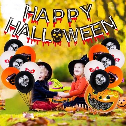 56pcs /Set Halloween Pumpkin Ghost Balloons Spider Latex Foil Balloons Bat Toys Balloons Party Decorations