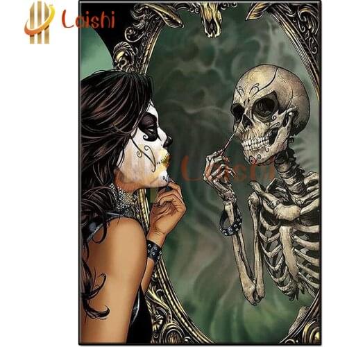 5D round drill Woman, skeleton and bones Diamond Embroidery Diamond Painting Cross Stitch Mosaic Full Square drill Home Decor