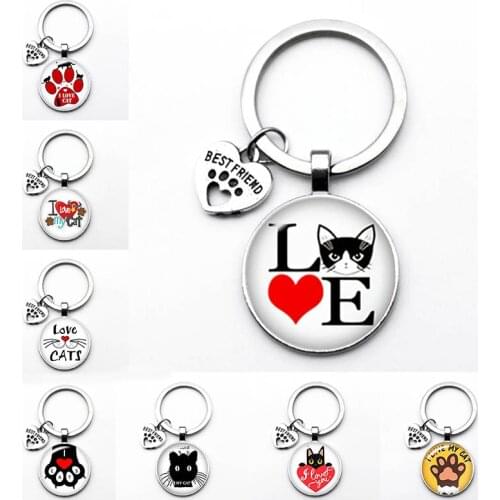 BTWGL Very Cute Pet Cat Keychain Cat Paw Footprint Pattern Keychain BEST FRIEND Pendant Keychain Favorite Cat Essential Keychain