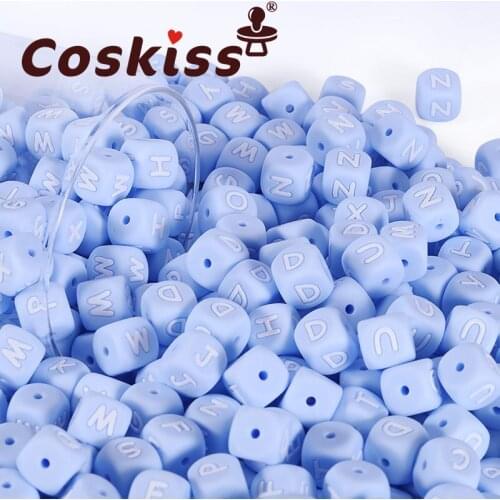 Coskiss 100pcs Baby Toys Silicone Food Grade Silicone Beads Letter Beads Silicon Beads Baby Teething Beading DIY