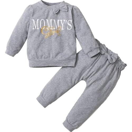 Kids Girls Clothes Letter Long Sleeve Pullover Top Casual Pants Children Fashion 2pcs Outfit Autumn Girl Clothing Sets