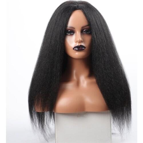 Long Kinky Straight Synthetic Wigs for Black Women Black Brown Blonde Ginger Red White Hair Afro Wigs Synthetic STW Hair Wigs