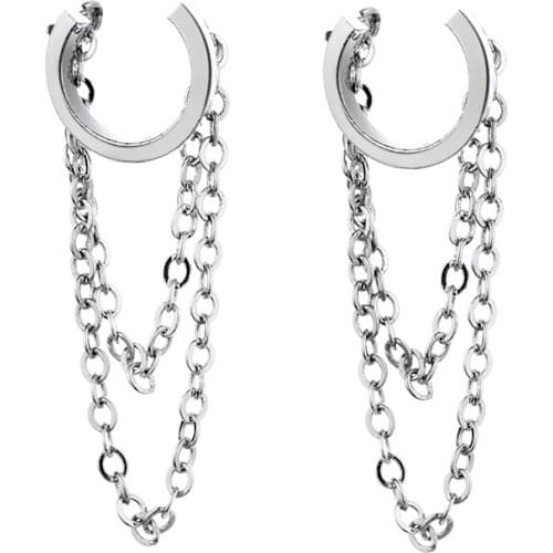 Luckydays Hot No Pierced Ear Cuff Clip Chain Tassel Clip on Earrings For Women Korean Jewelry Femme New Earcuff Girl Gift