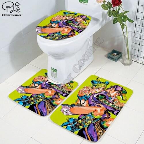 JoJos Bizarre Adventure 3D printed Bathroom Pedestal Rug Lid Toilet Cover Bath Mat Set drop shipping style-3