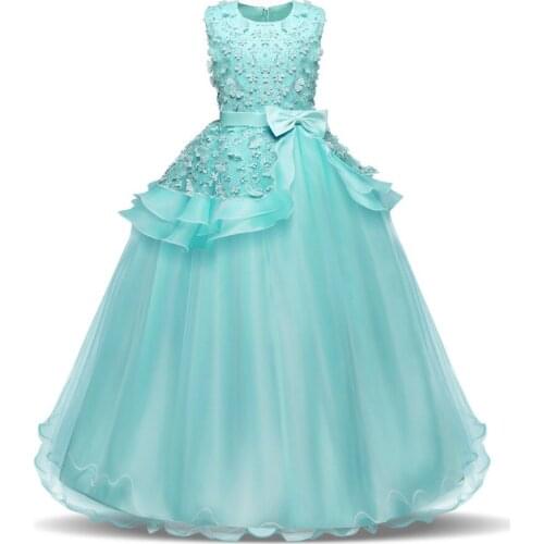 Flower Girl Lace Wedding Party Clothes Little Kids Birthday Outfits Christening Gown Infant Costume For Girls 5 6 8 9 10 12 14 T