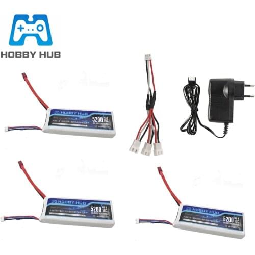7.4v 5200mah lipo Battery +Charger Set For Wltoys 12428 12423 1:12 RC Car Spare parts 7.4 V Toys Battery 1pcs to 3pcs