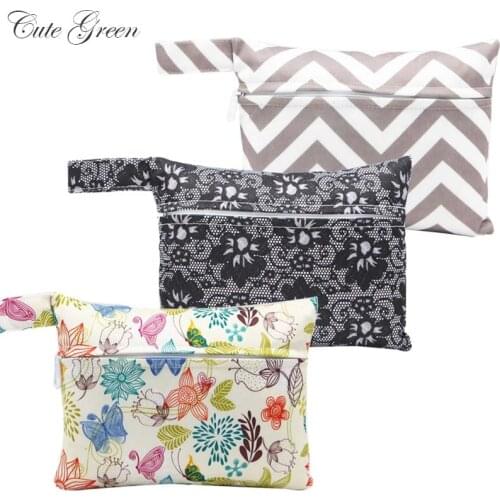 Reusable Waterproof Wet Bag Printed Pocket Nappy Diaper Bags Nursing Menstrual Pad PUL Small Wetbag Mini Stroller Maternity Bag