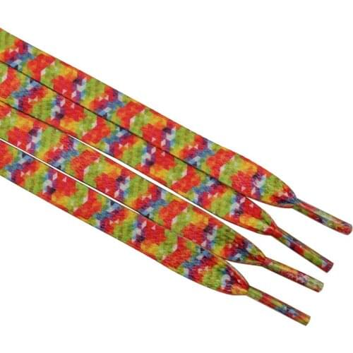 8MM Top Flat Type Colorful Shoelaces Women Sneaker 2021 Fashion Canvas Heat Transfer Polyester Ropes Custom Size Bulk