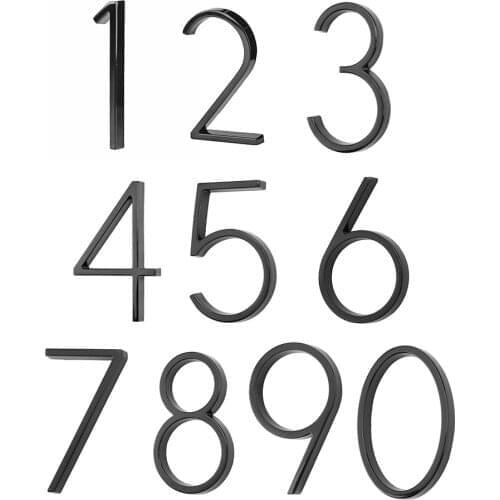 5" Stainless Steel Floating House Number Metal Modern House Numbers Garden Door Mailbox Decor Number with Nail Kit Coated Black