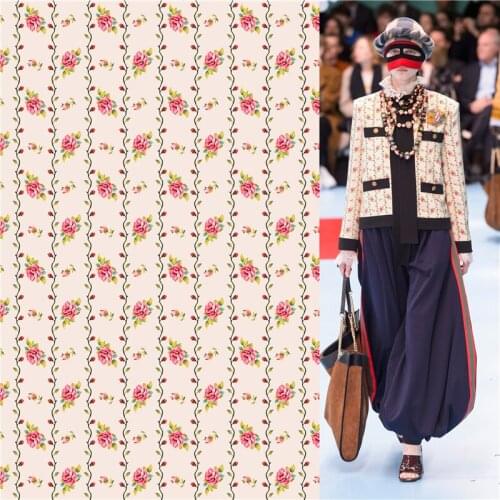 Polyester satin dress high-end flower rattan pattern custom fashion floral printed cloth diy patchwork 104