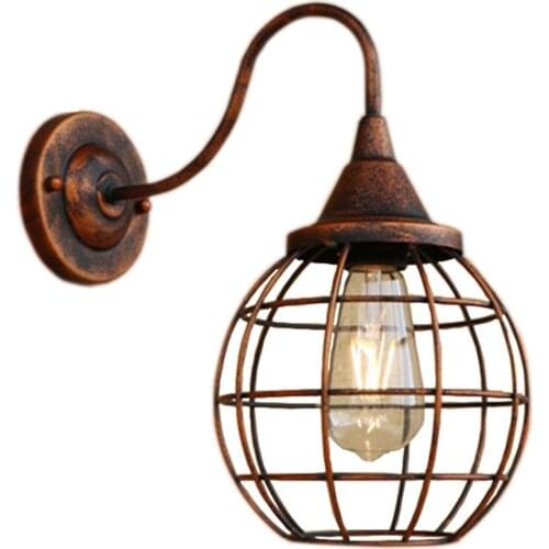 Industrial Wall Lamp Lampshade Vintage Retro Loft Iron Cage Wall Light Sconce Fixture for Home Indoor Living Room Lighting Decor