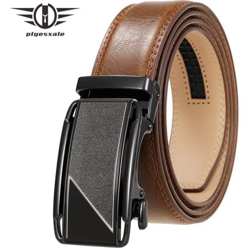 Brand Genuine Leather Belts For Men High Quality Black Red Brown Mens Casual Ratchet Belts Luxury Designer Automatic Buckle B750