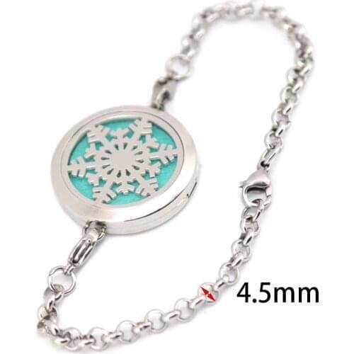 Christmas snowflake Aromatherapy Essential Oils Stainless Steel Perfume Diffuser Locket bracelet(length7-8") include 10pcs pads