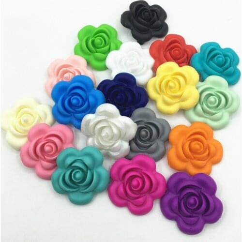 Silicone Flower Beads Pendant for Teether DIY Loose Beads Teething Pendants BPA FREE Silicone Baby Teethers 50Pcs/Lot
