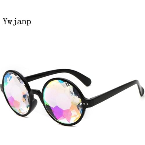 Ywjanp Round Kaleidoscope Glasses Rave Festival Men Women Brand Designer Holographic Kaleidoscope Female Male Sunglasses