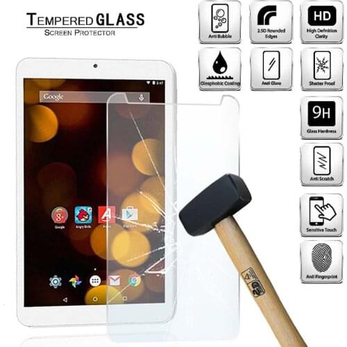 Tablet Tempered Glass Screen Protector Cover for Argos Bush Spira B1 8" Tablet PC Full Coverage Anti-Fingerprint Tempered Film