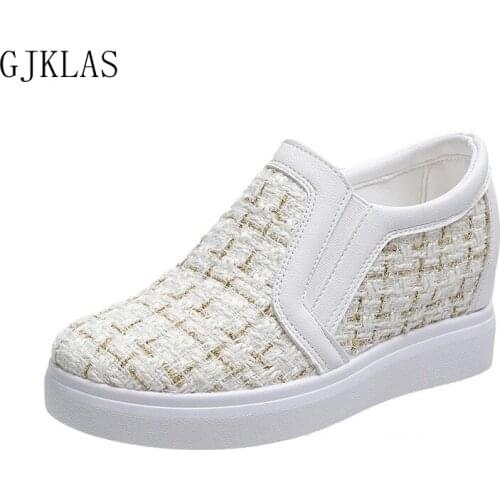 White Black Wedges Shoes for Women Platform Sneakers Femme Casuales Vulcanize Shoes Women Fashion High Heels Sneakers Loafers